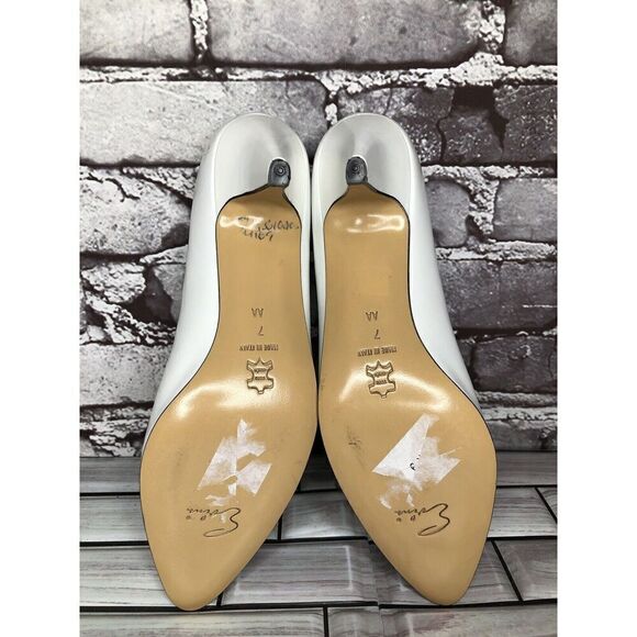 VTG David Evins White Leather Black Cap Toe Dress Heels Women’s Sz 7AA US/37.5EU - Picture 16 of 16